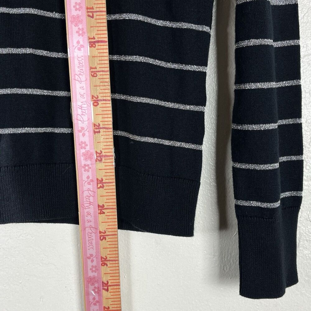 Halogen x Atlantic-Pacific Embellished Stripe Sweater Black Pearl Rhinestone - Picture 7 of 13